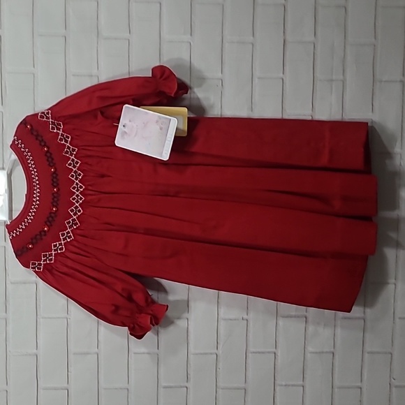 Will' Beth Other - NWT Will ' Beth red smocked bishop style dress